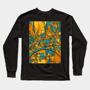 Zagreb Map Pattern in Orange & Teal Long Sleeve T-Shirt